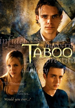 Movie poster of Taboo, a 2002 American mystery-thriller film featuring Nick Stahl (top), Lori Heuring (bottom left), and Eddie Kaye Thomas (bottom right) with serious faces.